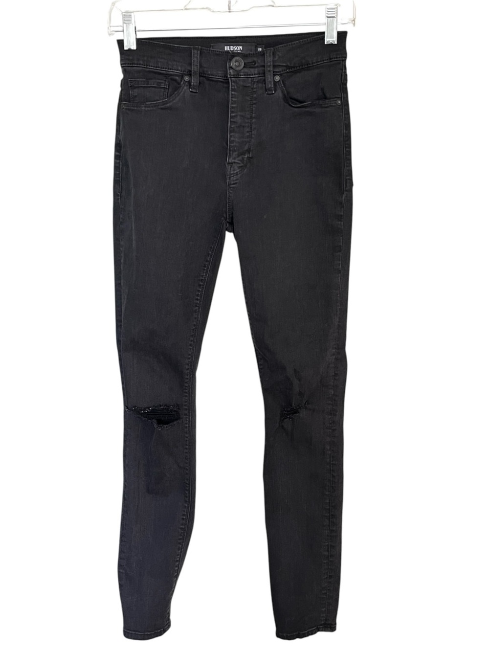 Hudson Jeans Black Barbara Super Skinny Distressed Jeans Size 2